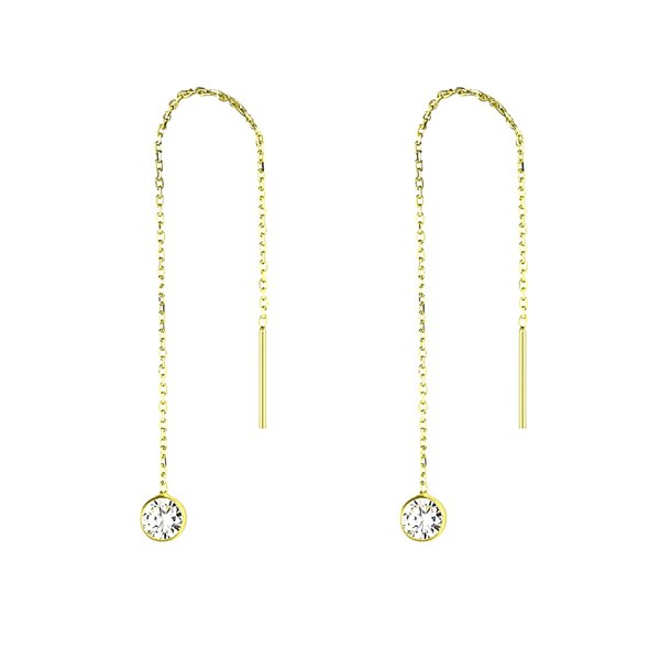 Spero London Sterling Silver Chain Solitaire Earrings