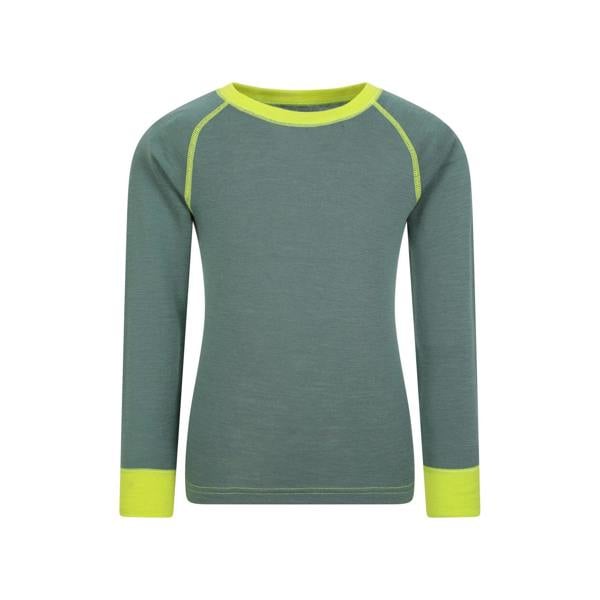 Mountain Warehouse Childrens/Kids Merino II Round Neck Base Layer Top - Khaki Green - 