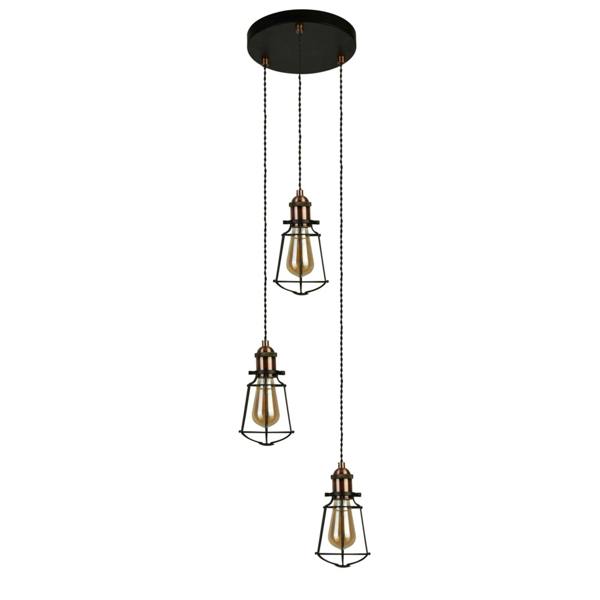 Pagazzi Lighting Burns 3 Light Copper & Black Ceiling Pendant
