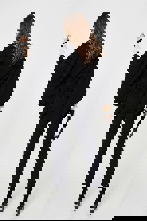 Black | Cape Coat With Belt
