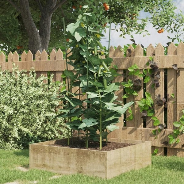 Berkfield Garden Plant Supports with 3 Rings 5 pcs Green 75 cm Steel
