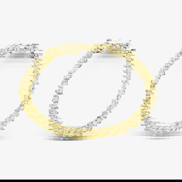 T. H. Baker 9ct Yellow Gold 7.5 Inch Stamped Leaf Link Bracelet HLLB-540-9Y-7.5