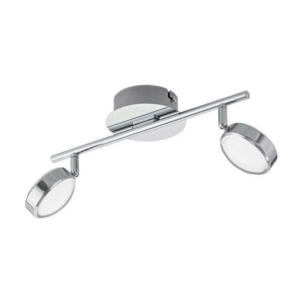 Flush 2 Spot Ceiling Light Colour Chrome Shade Satined Plastic Bulb LED 2x5.4W Loops