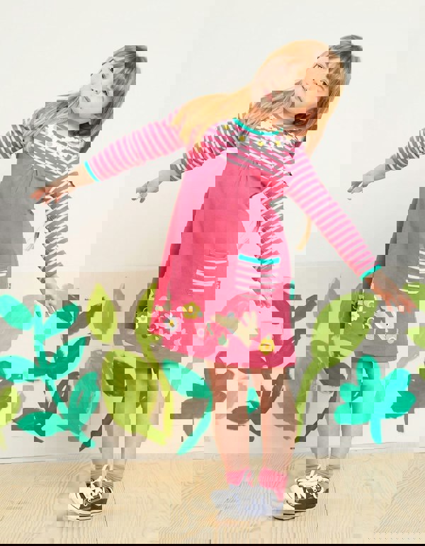 Organic Leaping Bunny Applique T-Shirt Dress - Toby Tiger UK Retail