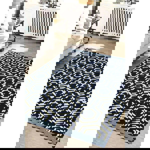 Maestro Labyrinth Navy Rug | Geometric Elegance | The Rugs