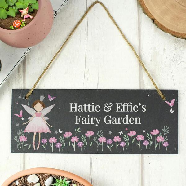 Personalised Fairy Princess Garden Hanging Slate Sign - lifestyle shot