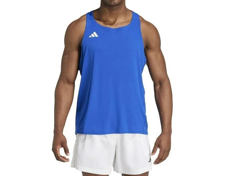 Adidas Adizero Essentials Mens Running Singlet Vest Blue IX2855