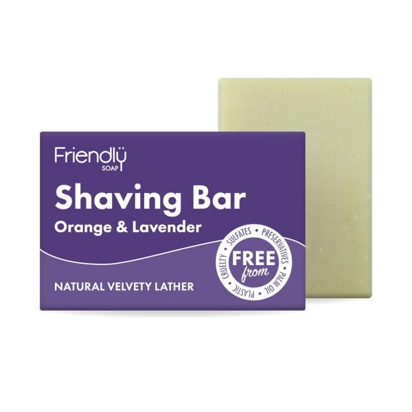 Friendly soap orange and lavender shaving bar with pack
