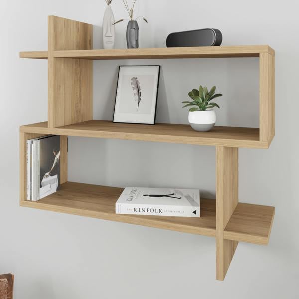 Decortie Paralel Wall Mounted Modern Bookcase Display Unit 2-Tier Sleek Design 70x22x66 cm