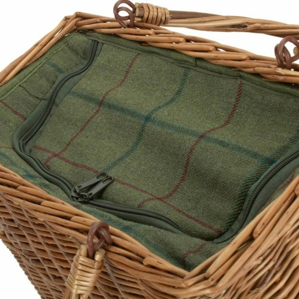 Wicker Green Tweed Rectangular Cooler Basket