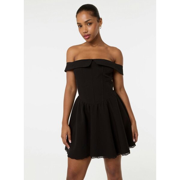 Pink Vanilla Off The Shoulder Mini Dress With Boning