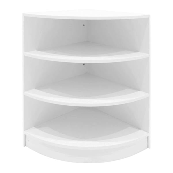 Theia LED Shop Counter Set features a sleek white design with four spacious shelves, perfect for displaying products in a retail space