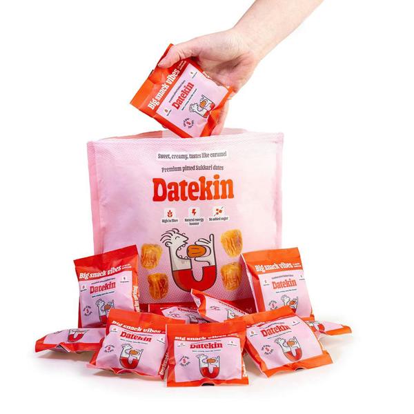 Datekin Sukkari Dates Family Bag (12 x 30g Packs) – Premium Soft Golden Dates | Healthy on-the-go Snacks | 100% Natural Superfood
