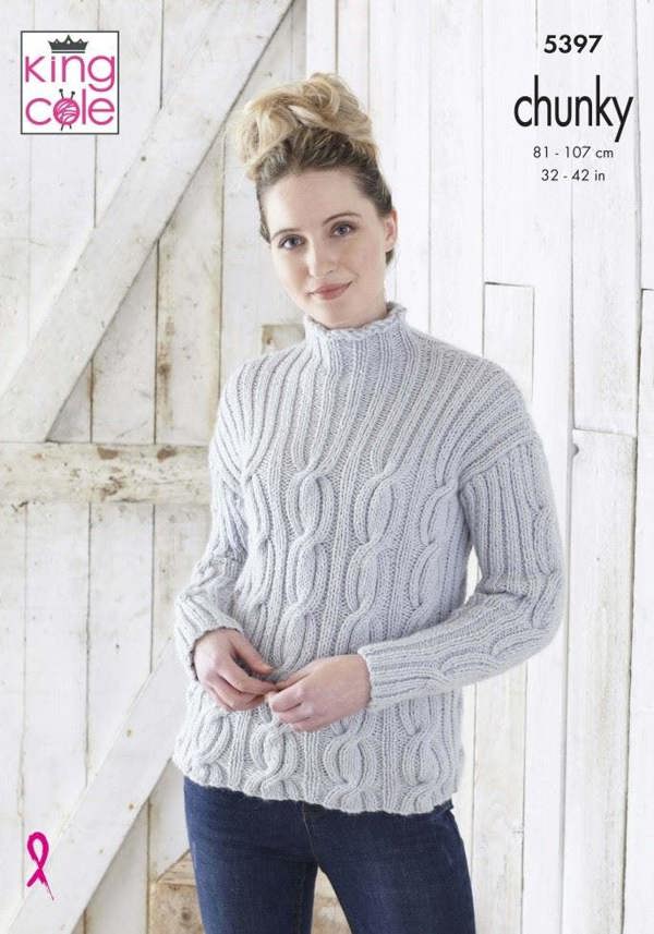 King Cole Timeless Chunky Knitting Pattern 5397, Hoodies, Sweaters for Women, 32 - 42 Inches