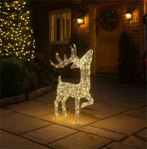 Scotts of Stow Xmas Haus 60CM Silver LED Christmas Festive Holiday Deer