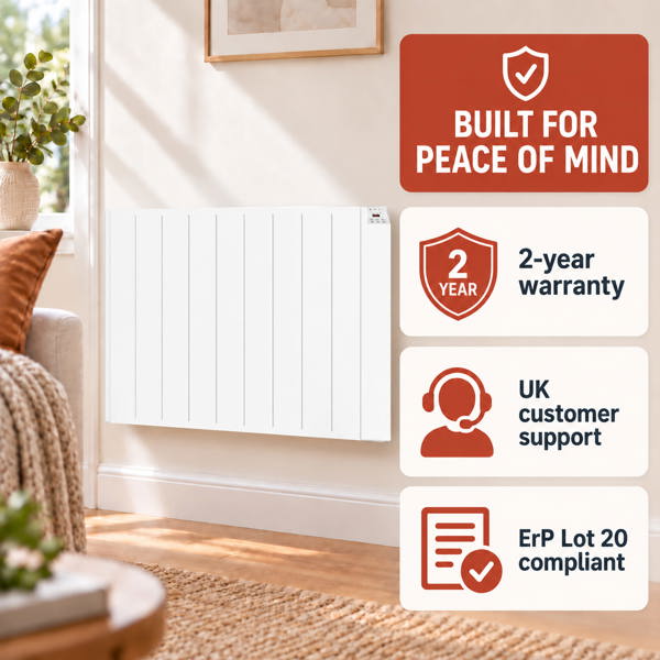MYLEK Electric Radiator Panel Heater WIFI Smart APP Eco 2000W Bathroom Safe Wall Mounted Timer Thermostat