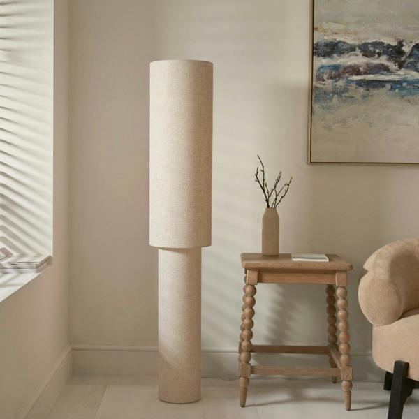 Pagazzi Lighting Buxton Natural Faux Linen Column Floor Lamp