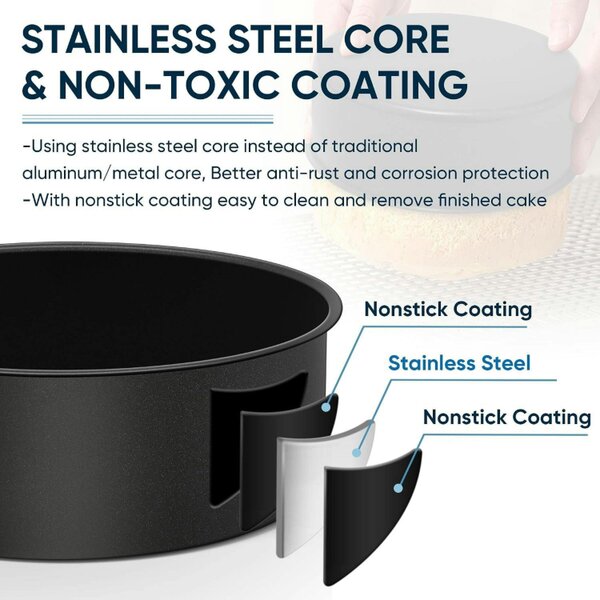 Dyzi 22cm Round Deep Cake Mould Non-Stick Stainless Steel Baking Pan