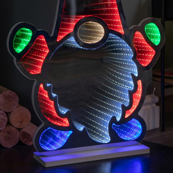 Samuel Alexander 60cm Light up Christmas Gnome Infinity Light Decoration with Multi-Coloured LEDs