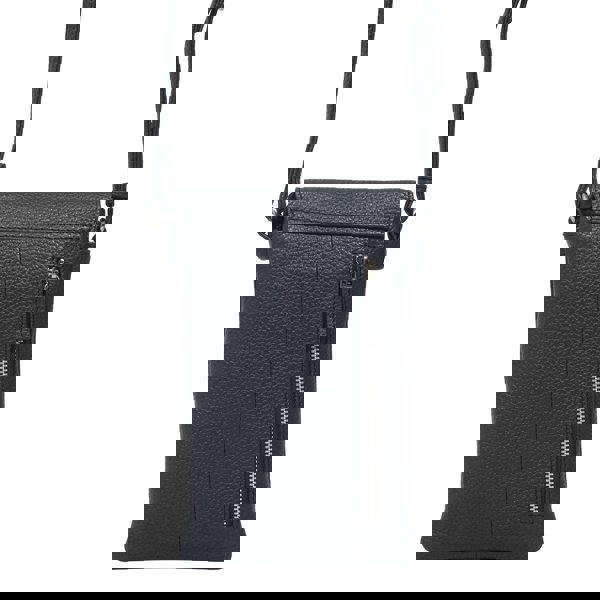 Assots London 'MARIA' Navy Pebble Grain Real Leather Crossbody Phone Bag