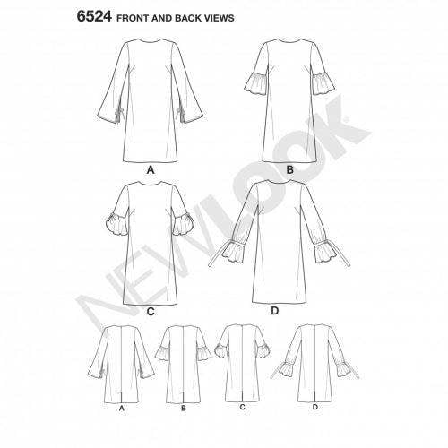 New Look Sewing Pattern 6524, Dresses for Women, A (10-12-14-16-18-20-22) - Intermediate