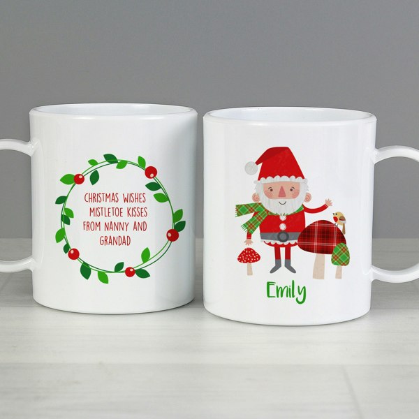 Personalised Memento Company Personalised Christmas Toadstool Santa Plastic Mug
