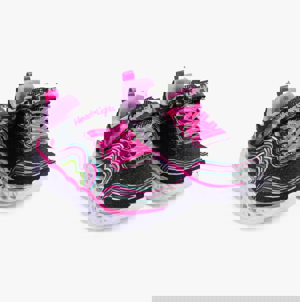Skechers 302689L/BKMT HEART LIGHTS - RETRO HEARTS Girls Trainers Black/Multi