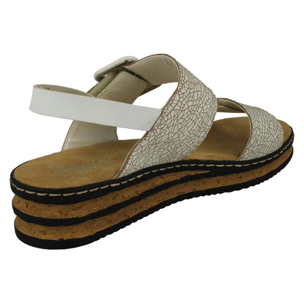 Rieker Ladies Rieker Buckle Detailed Adjustable Wedge Heeled Sandals 62950