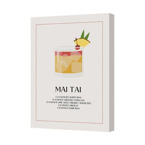 Benjamin Tate Design Mai Tai Cocktail Art Canvas Wall Print With Tropical Drink Illustration