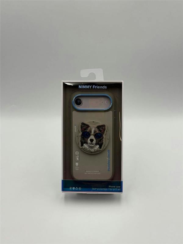 Nimmy Friends Nimmy Glasses Cool Dog Face Case with Detachable MagSafe Grip Stand for iPhone 17 Air 6.5" Grey Blue - N-YJKM-CXZJ-IP17-AIR- 028