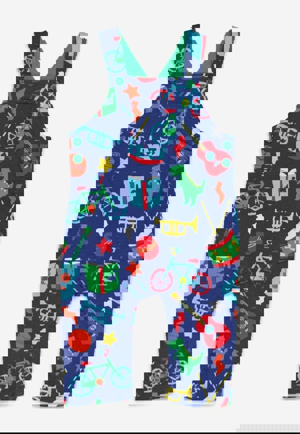 Organic Toys Print Dungarees - Toby Tiger