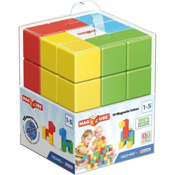 Geomag Magicube Green Line -  16 Multicoloured Magnetic Cubes