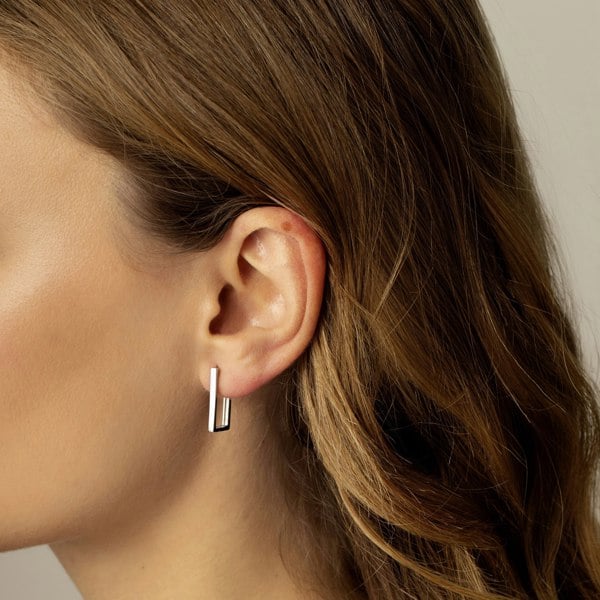 Gold Trip Rectangle Hoop Earrings