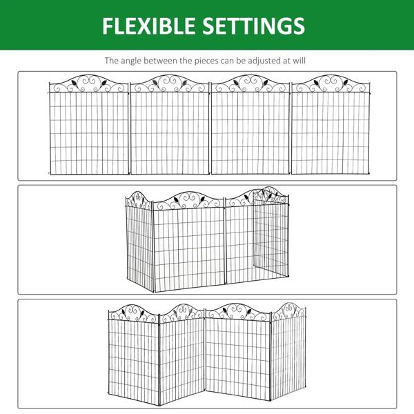 Adjustable black metal wire fence panels, flexible angle with scroll top