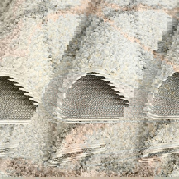 Moroccan Design Thick Shaggy Area Rugs Ivory Beige