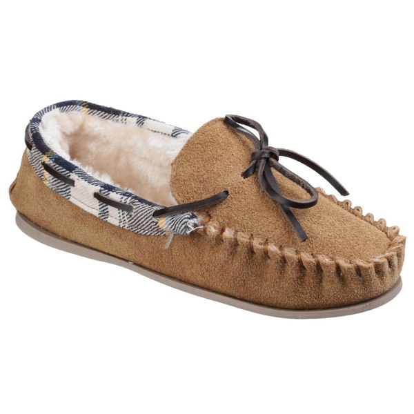 Cotswold Womens/Ladies Kilkenny Classic Fur Lined Moccasin Slippers - Tan