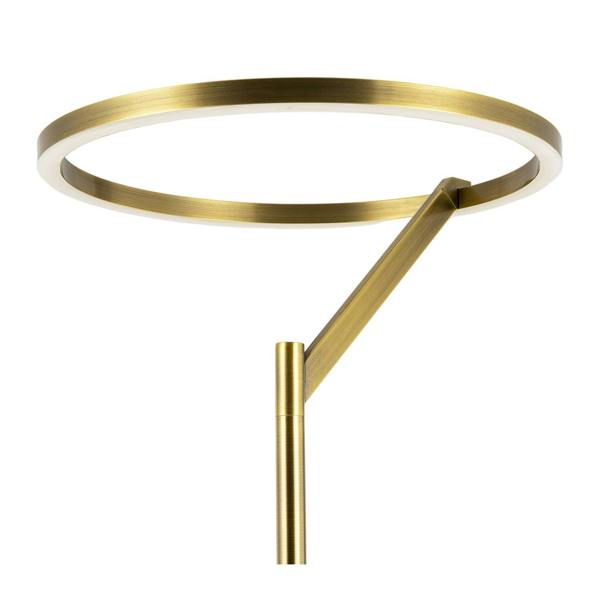 Designer Floor Lamp in Antique Brass with Large LED Halo Light Ring Image 3