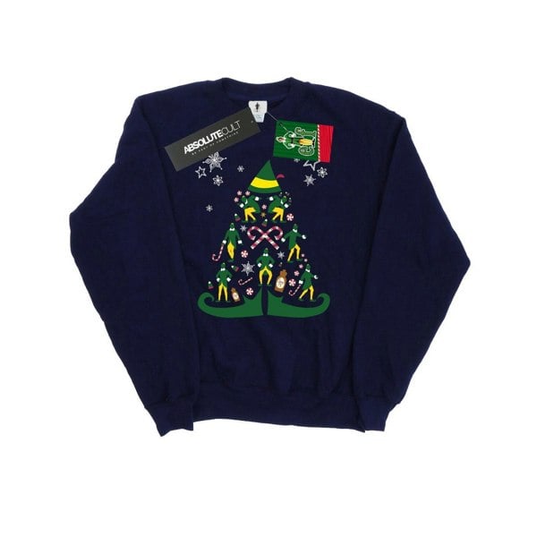 Elf Womens Christmas Tree Sweatshirt - Navy Blue