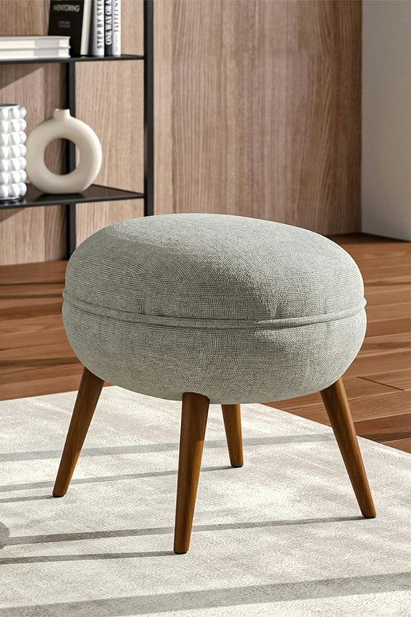 Living and Home Flemming 54Cm Wide Linen Oval Footstool