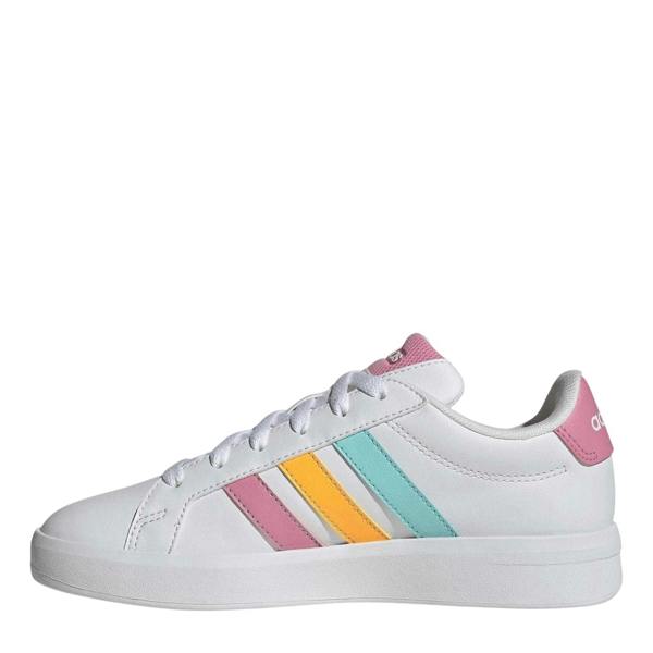 Adidas Childrens/Kids Grand Court Striped Trainers - White/Tangerine/Pink - 