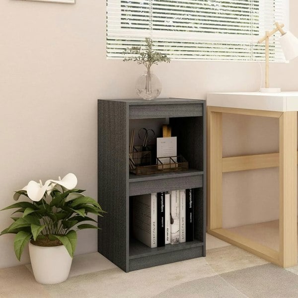 Berkfield Book Cabinet Grey 40x30x71.5 cm Solid Pinewood