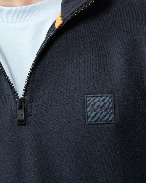 BOSS Orange Zetrust Mens 1/4 Zip Sweatshirt - Dark Blue 404
