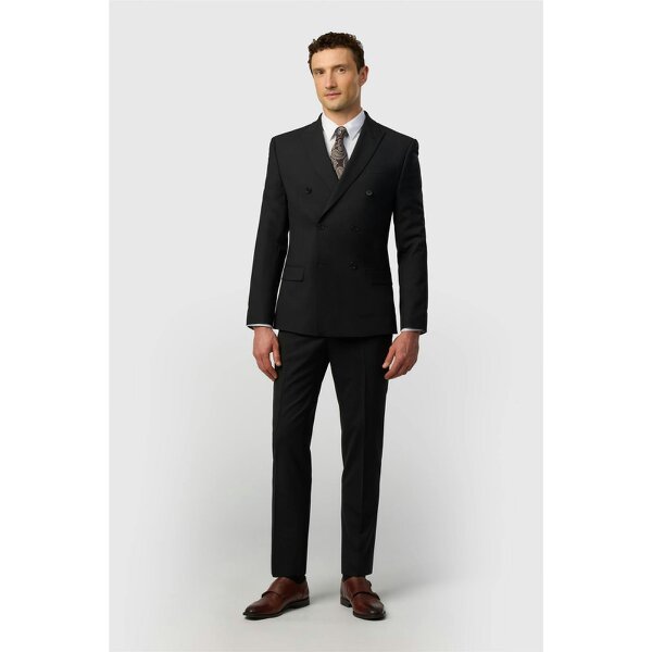 Ted Baker Slim Fit Performance Black Panama Double Breasted Jacket