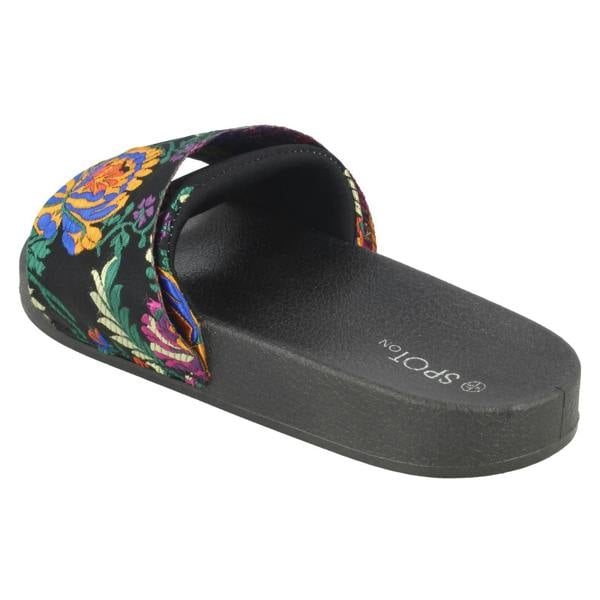 Spot On Ladies Spot On Chinese Print Mule Sandals