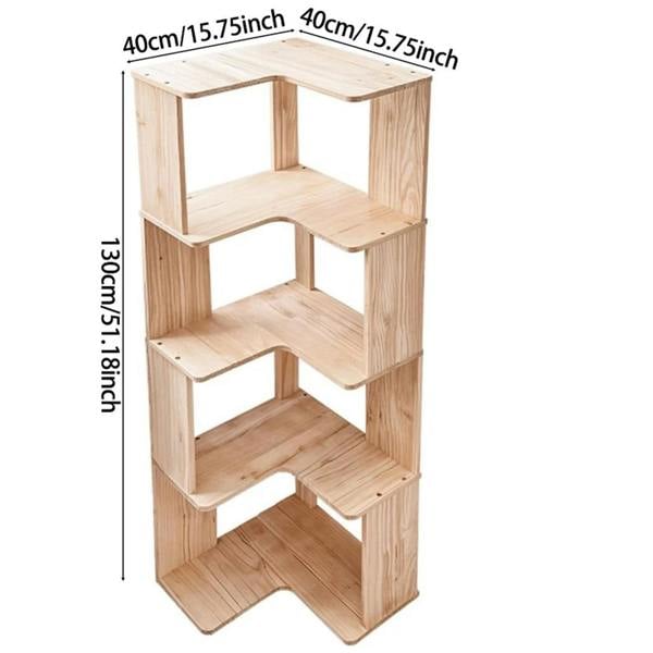 Havendro 4 Tier Wooden Corner Shelf Standing Bookcase Display Storage Unit