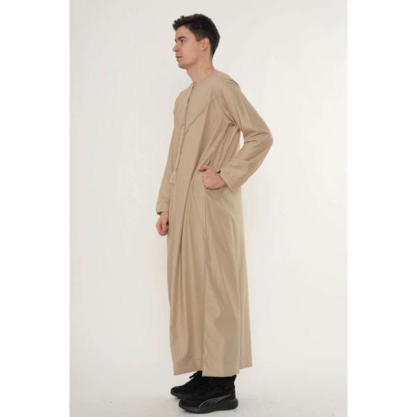 TT-007 - Men's Emirati Omani Gold Embroidery Thobe - Beige - Thobez - 13