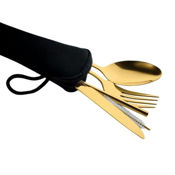 MidOcean 5 Service Reusable Stainless Steel Cutlery Set Set - Gold - 