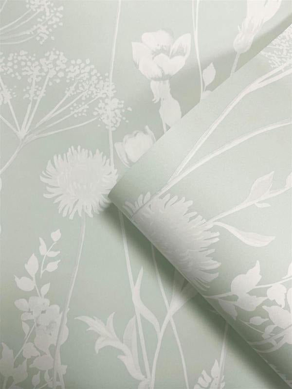 Catherine Lansfield Meadowsweet Floral Green Wallpaper image 3