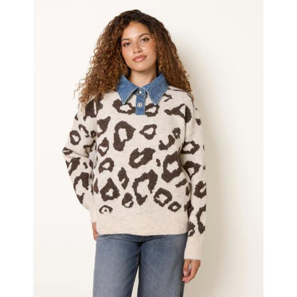 Blue Vanilla Animal Knit Polo Jumper