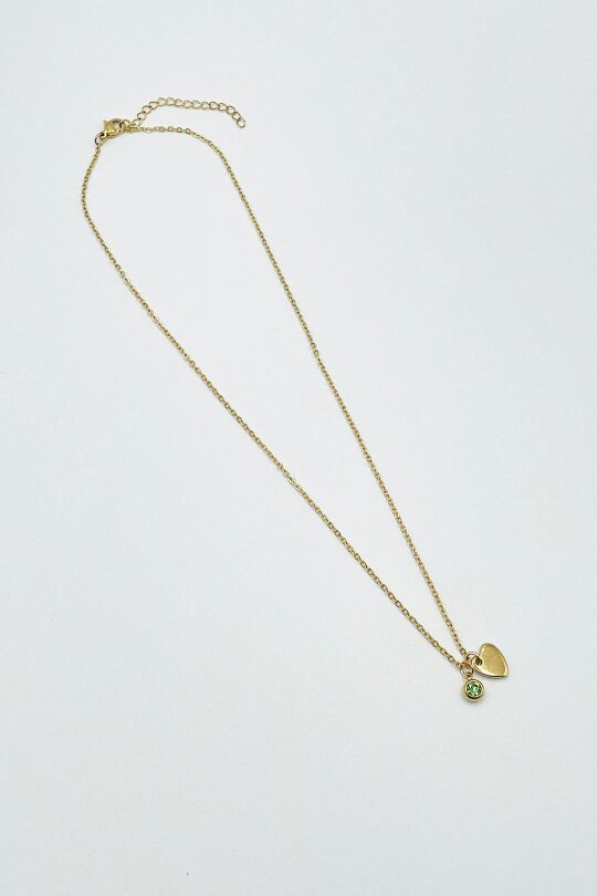 SVNX Mini Heart & August Birthstone Necklace in Gold - Gift Boxed